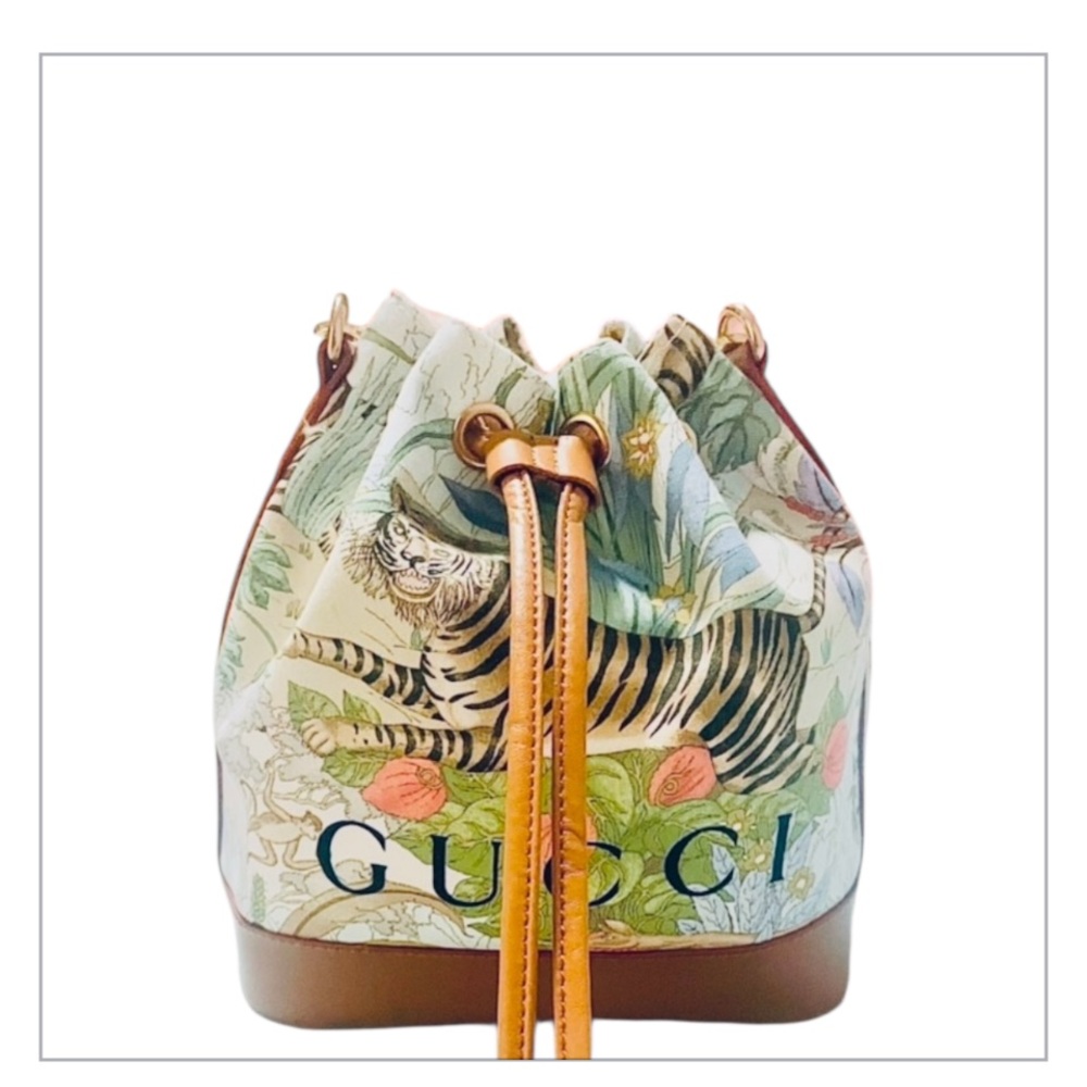 Gucci Upcycled Tiger Dustbag Shoulder Bag with Leather Trim - Picture 12 of 12